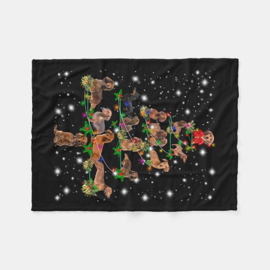 Dachshund-kerstboom met vlieglicht fleece deken (Voorkant (Horizontaal))