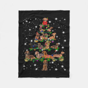 Dachshund-kerstboom met vlieglicht fleece deken