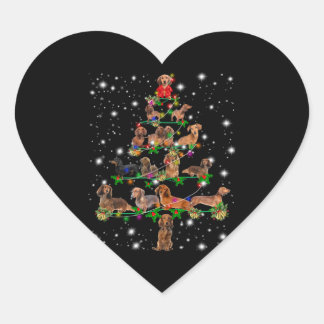 Dachshund-kerstboom met vlieglicht hart sticker