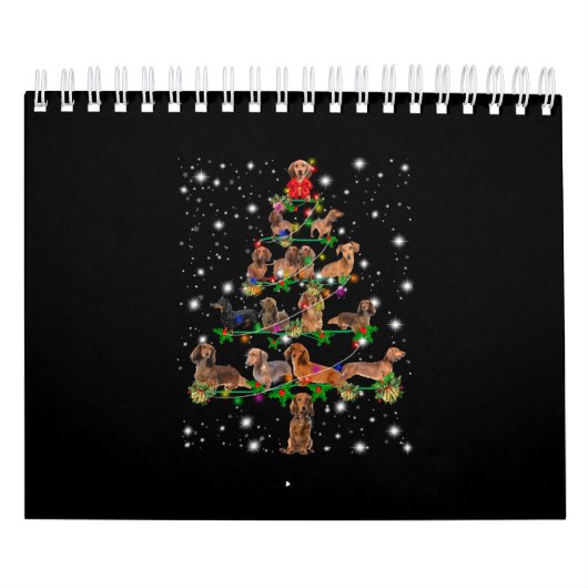 Dachshund-kerstboom met vlieglicht kalender (Hoes)