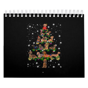 Dachshund-kerstboom met vlieglicht kalender