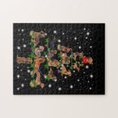 Dachshund-kerstboom met vlieglicht legpuzzel (Horizontaal)