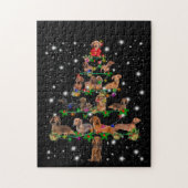 Dachshund-kerstboom met vlieglicht legpuzzel (Verticaal)