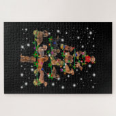 Dachshund-kerstboom met vlieglicht legpuzzel (Horizontaal)