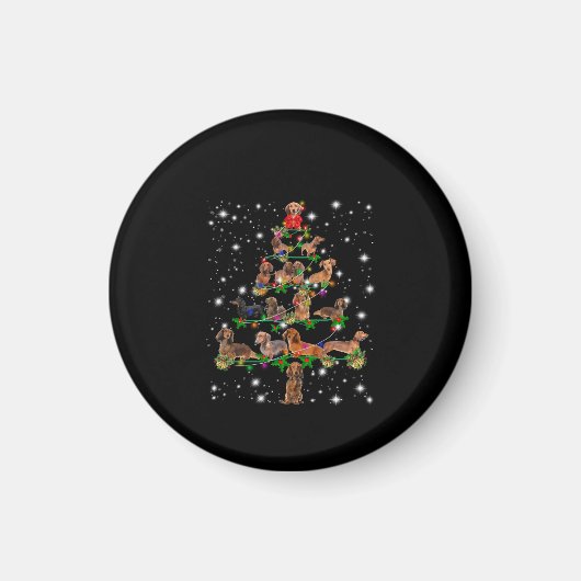 Dachshund-kerstboom met vlieglicht magneet (Voorkant)