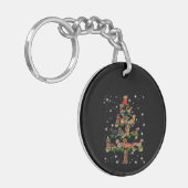 Dachshund-kerstboom met vlieglicht sleutelhanger (Voorkant Links)