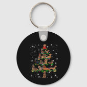 Dachshund-kerstboom met vlieglicht sleutelhanger (Voorkant)