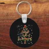 Dachshund-kerstboom met vlieglicht sleutelhanger (Voorkant)