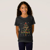 Dachshund-kerstboom met vlieglicht t-shirt (Voorkant volledig)