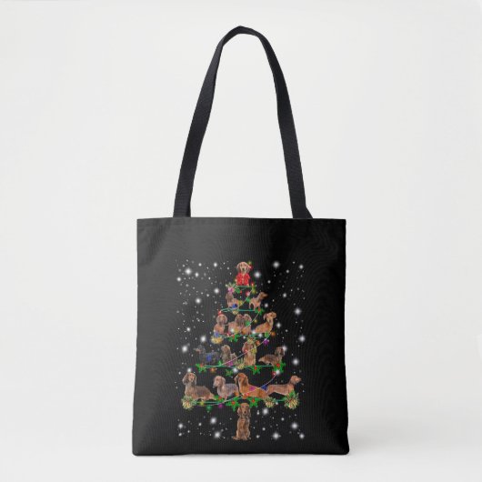 Dachshund-kerstboom met vlieglicht tote bag (Voorkant)