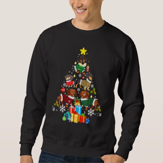 Dachshund-kerstboom Ornament Decor Dog-programma's Trui (Voorkant)