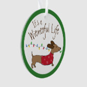 Dachshund Kerstboom Ornament - Ondeugend Puppy (voorkant)
