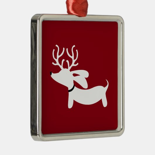 Dachshund Kerstboom Ornament Rode rendieren (Rechts)