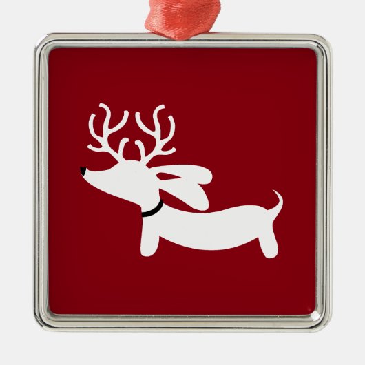 Dachshund Kerstboom Ornament Rode rendieren (Voorkant)