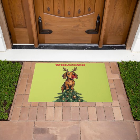 Dachshund Kerstboom Topper Deurmat (Buiten)