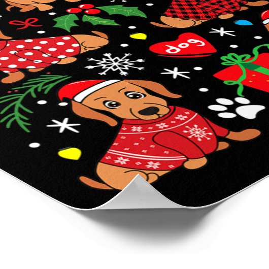 Dachshund-kerstboomversiering Funny Weenie Dog Poster (Hoek)