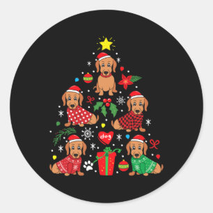 Dachshund-kerstboomversiering Funny Weenie Dog Ronde Sticker
