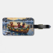 Dachshund Kerstboot Vakantie Bagagelabel (Achterkant horizontaal)