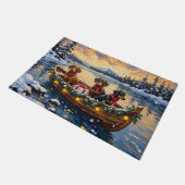 Dachshund Kerstboot Vakantie Deurmat (Schuin)