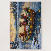 Dachshund Kerstboot Vakantie Legpuzzel (Verticaal)