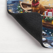 Dachshund Kerstboot Vakantie Muismat (Hoek)