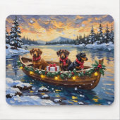 Dachshund Kerstboot Vakantie Muismat (Voorkant)