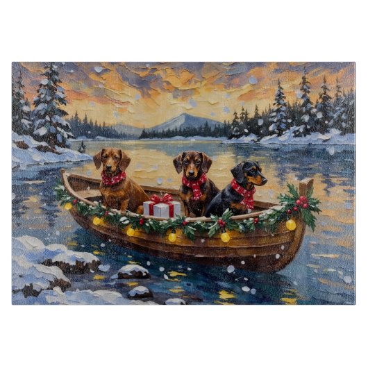 Dachshund Kerstboot Vakantie Snijplank (Voorkant)