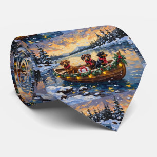 Dachshund Kerstboot Vakantie Stropdas