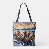 Dachshund Kerstboot Vakantie Tote Bag (Achterkant)