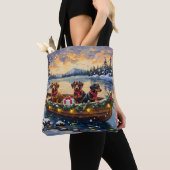 Dachshund Kerstboot Vakantie Tote Bag (Dichtbij)