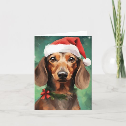 Dachshund Kerstborstel schilderen kunstwerk Kaart (Voorkant)