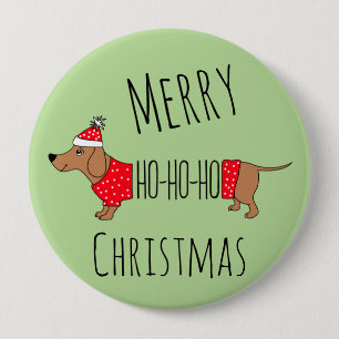 Dachshund-kerstButton Ronde Button 4,0 Cm