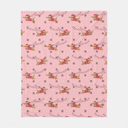 Dachshund-kerstcadeau Fleece Deken (Voorkant)