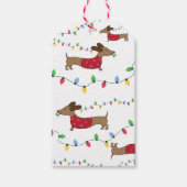 Dachshund-kerstcadeaus Doxie-feestdagen Cadeaulabel (Voorkant)