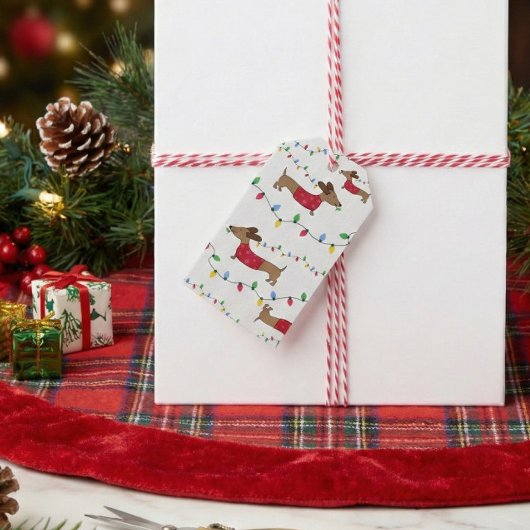 Dachshund-kerstcadeaus Doxie-feestdagen Cadeaulabel