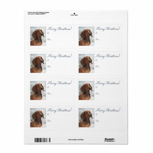 Dachshund-kerstcadeautjes Etiket (Full Sheet)