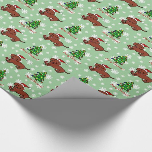 Dachshund-kerstCartoon Cadeaupapier (Hoek)