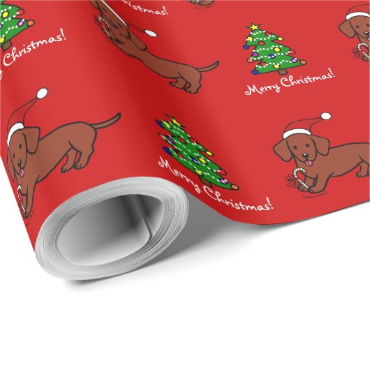 Dachshund-kerstCartoon Cadeaupapier (Rol Hoek)