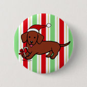 Dachshund-kerstCartoon Ronde Button 5,7 Cm (Voorkant)