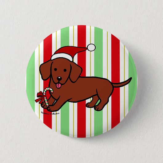 Dachshund-kerstCartoon Ronde Button 5,7 Cm (Voorkant)