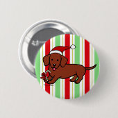 Dachshund-kerstCartoon Ronde Button 5,7 Cm (Voorkant /achterkant)