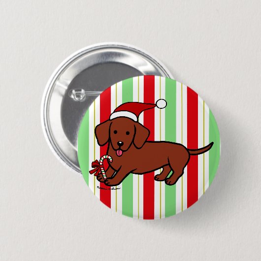 Dachshund-kerstCartoon Ronde Button 5,7 Cm (Voorkant /achterkant)