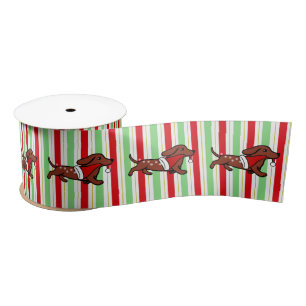 Dachshund-kerstCartoon Snowflakes Satijnen Lint
