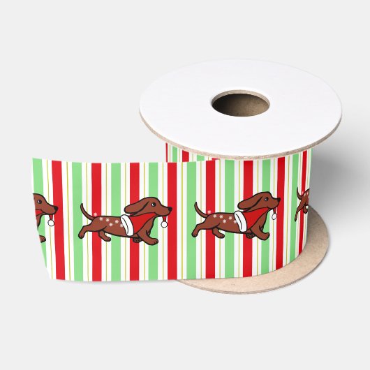 Dachshund-kerstCartoon Snowflakes Satijnen Lint (Spoel)