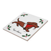 Dachshund-kerstCartoon Snowflakes Tegeltje (Zijkant)