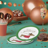 Dachshund-kerstdessert Wegwerpbaar Bord