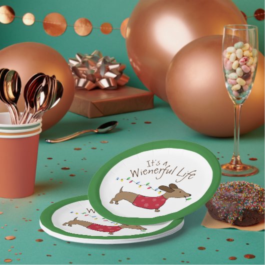 Dachshund-kerstdessert Wegwerpbaar Bord (Multi)