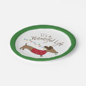 Dachshund-kerstdessert Wegwerpbaar Bord (Gekanteld)