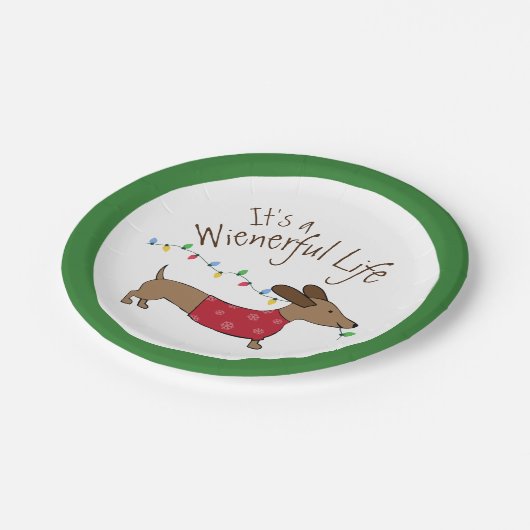 Dachshund-kerstdessert Wegwerpbaar Bord (Gekanteld)