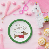 Dachshund-kerstdessert Wegwerpbaar Bord (Feest)
